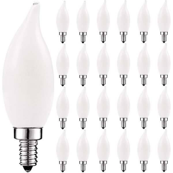 Luxrite CA11 LED Light Bulbs 5W (60W Equivalent) 450LM 2700K Warm White Dimmable E12 Candelabra Base 24-Pack LR21563-24PK